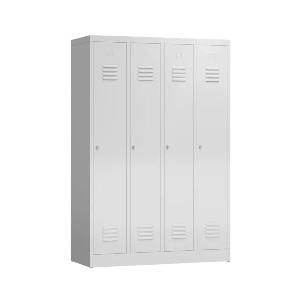 Garderobenschrank Metallspind ClassiX Basic 118 in RAL 7035 Lichtgrau mit 4 Abteilen