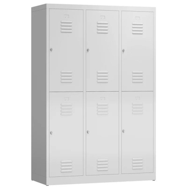 Garderobenschrank Metallspind ClassiX Double Premium 118 in Lichtgrau 3 Abteile doppelstöckig